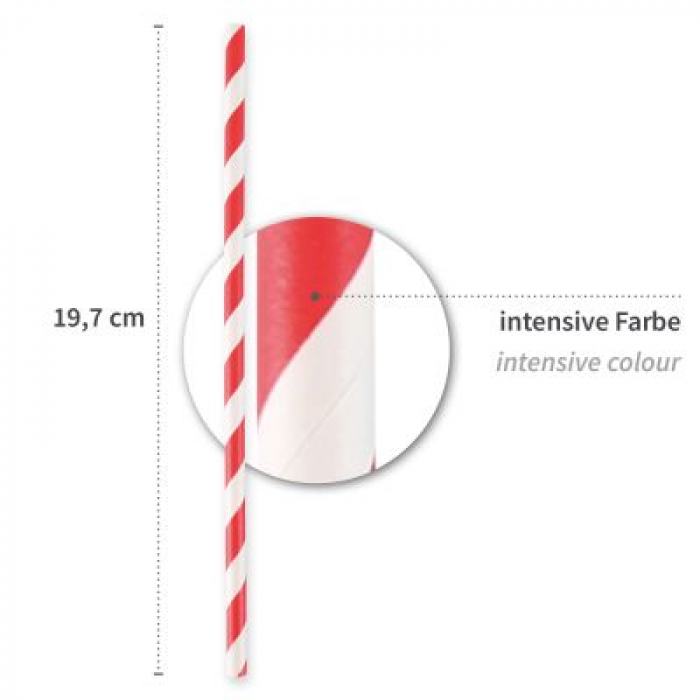 Trinkhalm Papier FSC® Mix 19,7cm rot gestreift - gastroBASICS